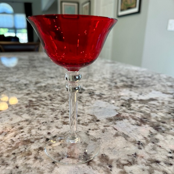 Antique Cranberry Champagne Coup Glasses Set of 4 - Picture 2 of 7